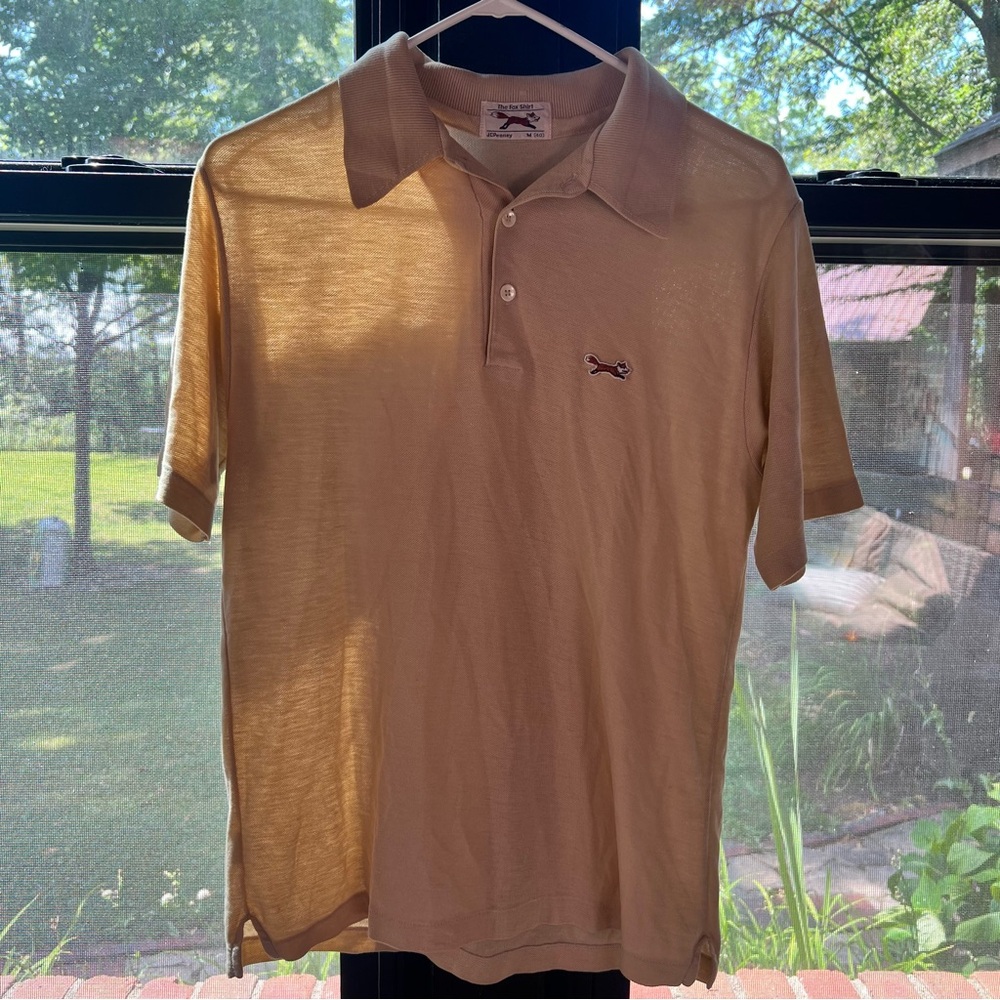 JCPenney THE FOX SHIRT Polo-Style Vintage
Single Stitch M (40) Mens Tan